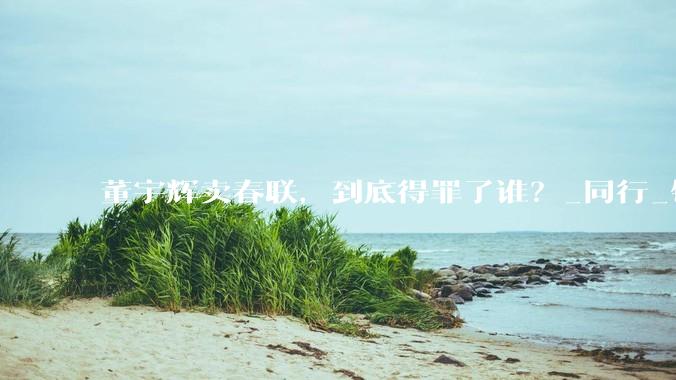 董宇辉卖春联，到底得罪了谁？_同行_销售_年货